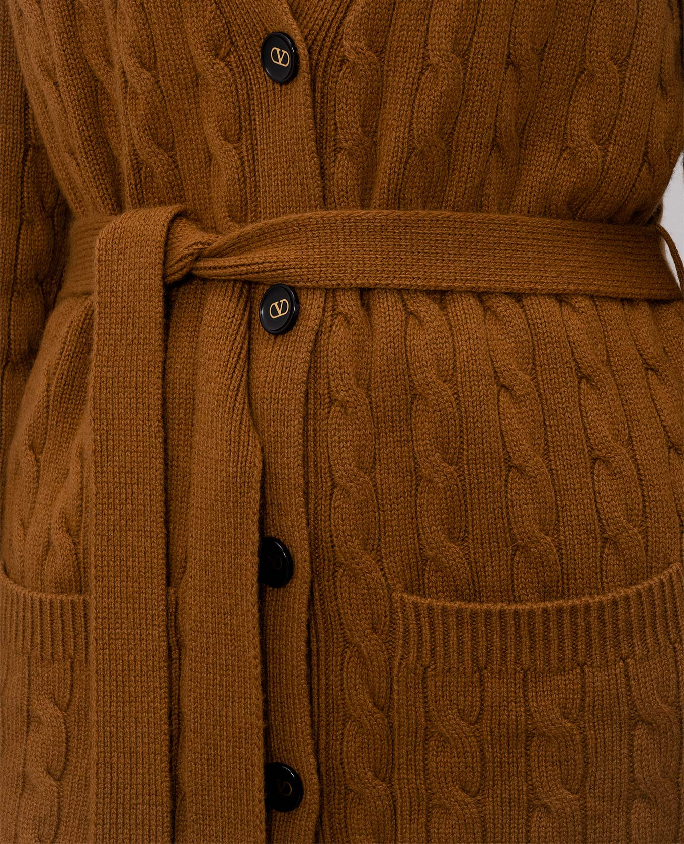 Brown cashmere cardigan with belt Valentino 5