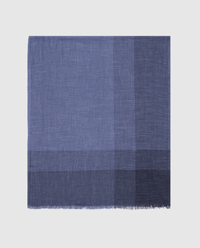 Brunello Cucinelli Blue silk and linen scarf MSC682OR