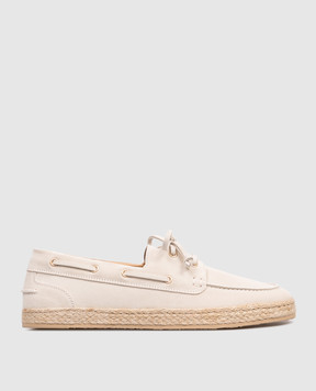 Brunello Cucinelli Ivory suede topsiders MPUSOLI658