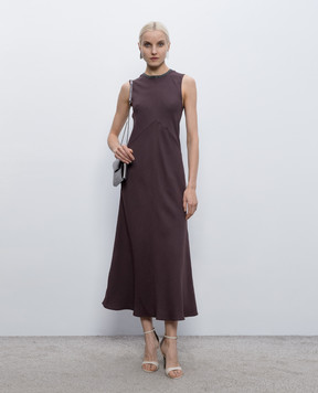 Brunello Cucinelli Burgundy midi dress with linen MH126AFR61
