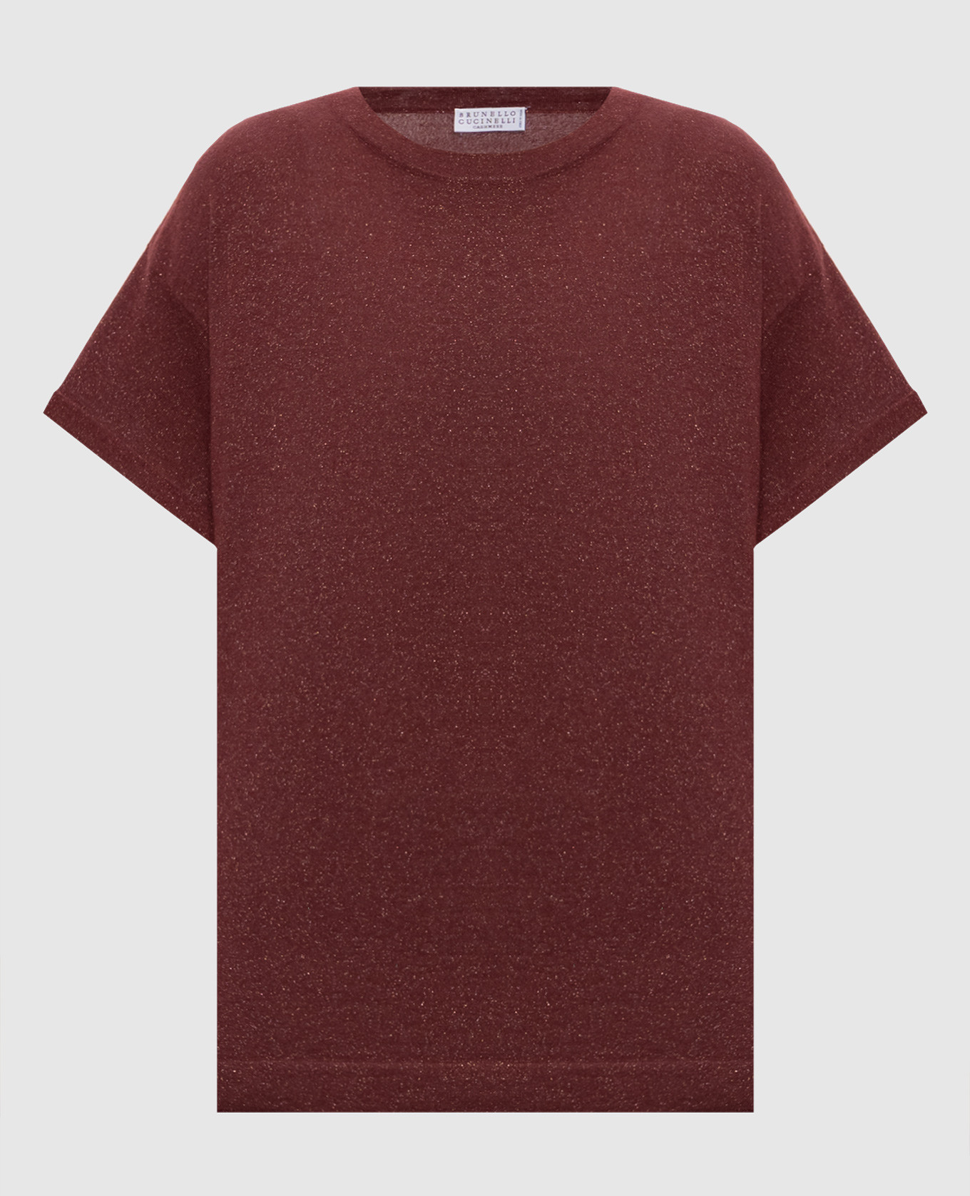 Burgundy cashmere and silk t-shirt with lapels