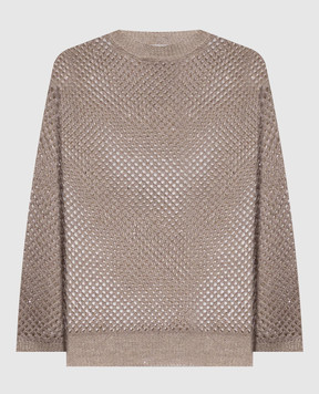 Peserico Gray openwork jumper with linen A99083F079106B
