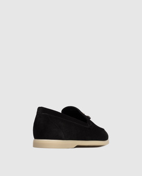 Stefano Ricci Black suede loafers with emblem UC64G2242SDP
