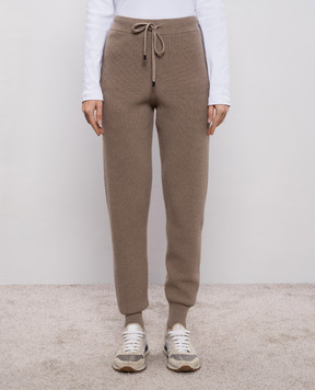 Peserico Brown wool, silk and cashmere joggers S94051F129018C