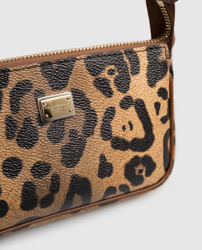 Dolce&Gabbana Children's brown leather bag in animal print with logo EB0268A0239