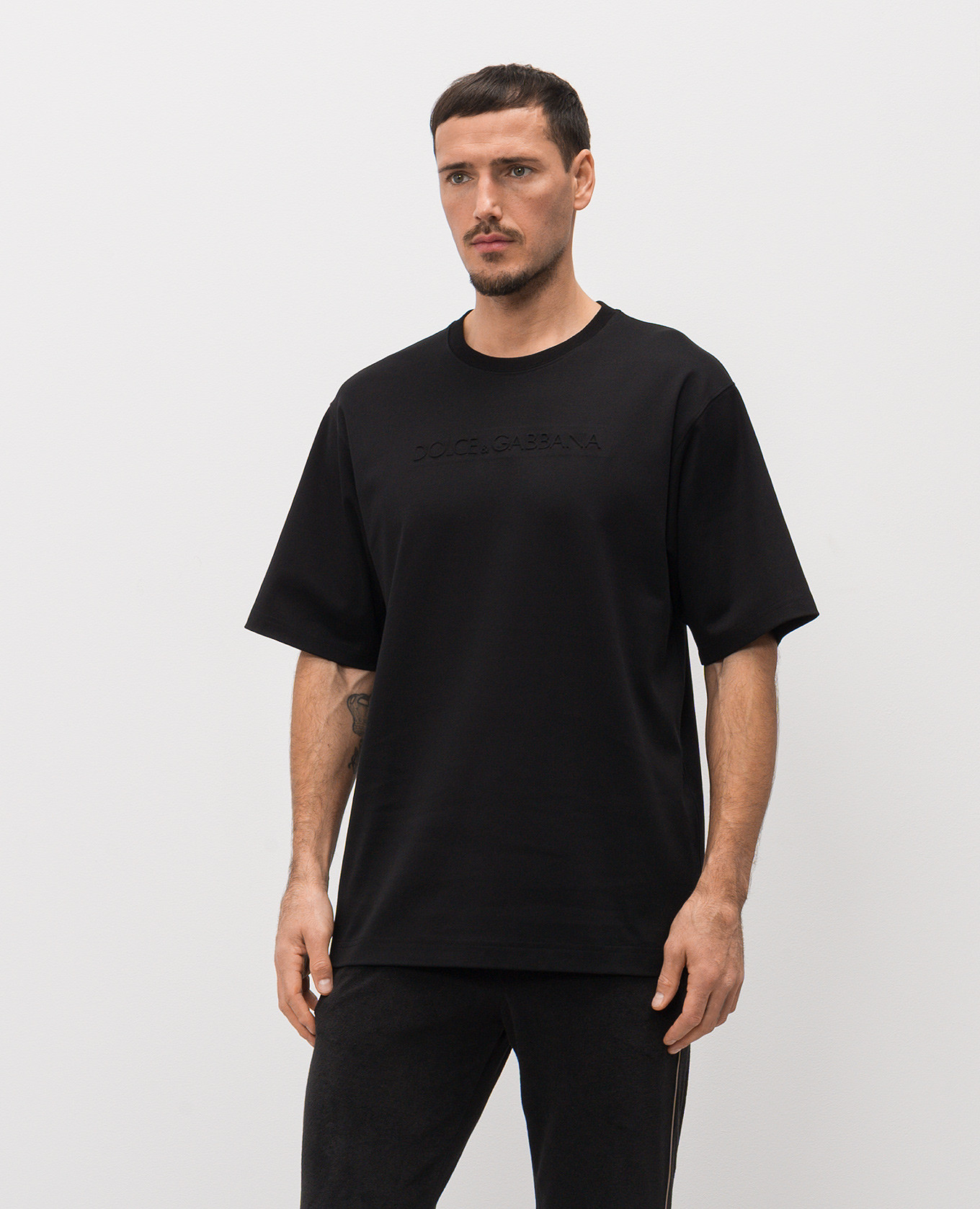 Black T-shirt with textured logo Dolce&Gabbana 3