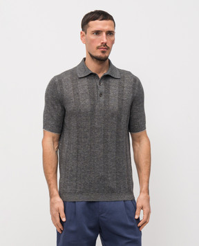 Brunello Cucinelli Grey polo with linen M2L707815