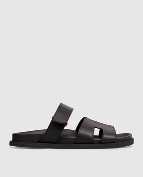 Babe Pay Pls Black leather flip-flops 276001KO
