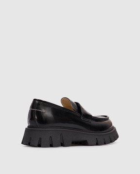 Maison Margiela MM6 Black leather glossy loafers 839353638