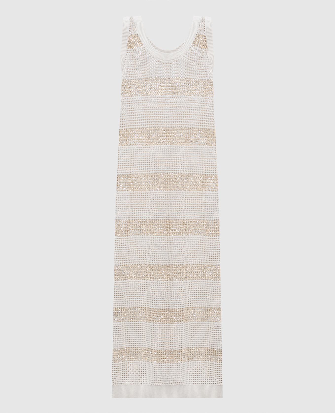 

Beige striped dress with sequins Brunello Cucinelli