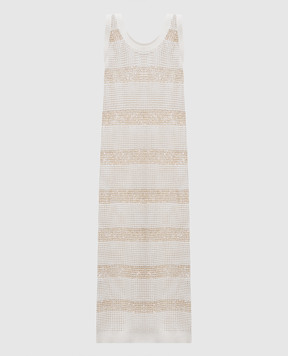 Brunello Cucinelli Beige striped dress with sequins M58772A90