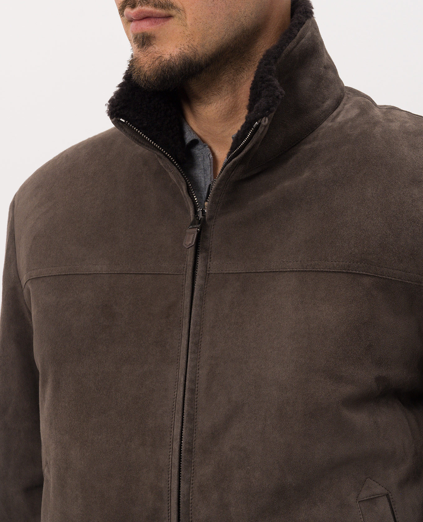 Brown suede jacket Canali 5
