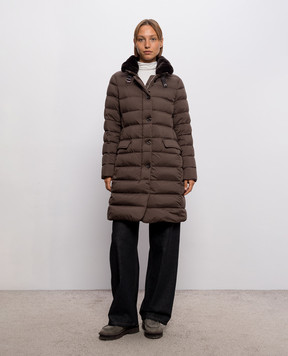 MooRER Brown VETIVER down jacket with rabbit fur VETIVERS3