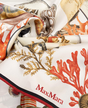 Max Mara White silk scarf with Cabinets of Curiosities print MXACARRE90W2001
