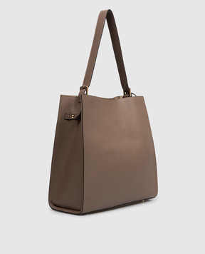 Gianni Notaro Brown leather bag DOLLARO with logo print 255DOLLAROORO