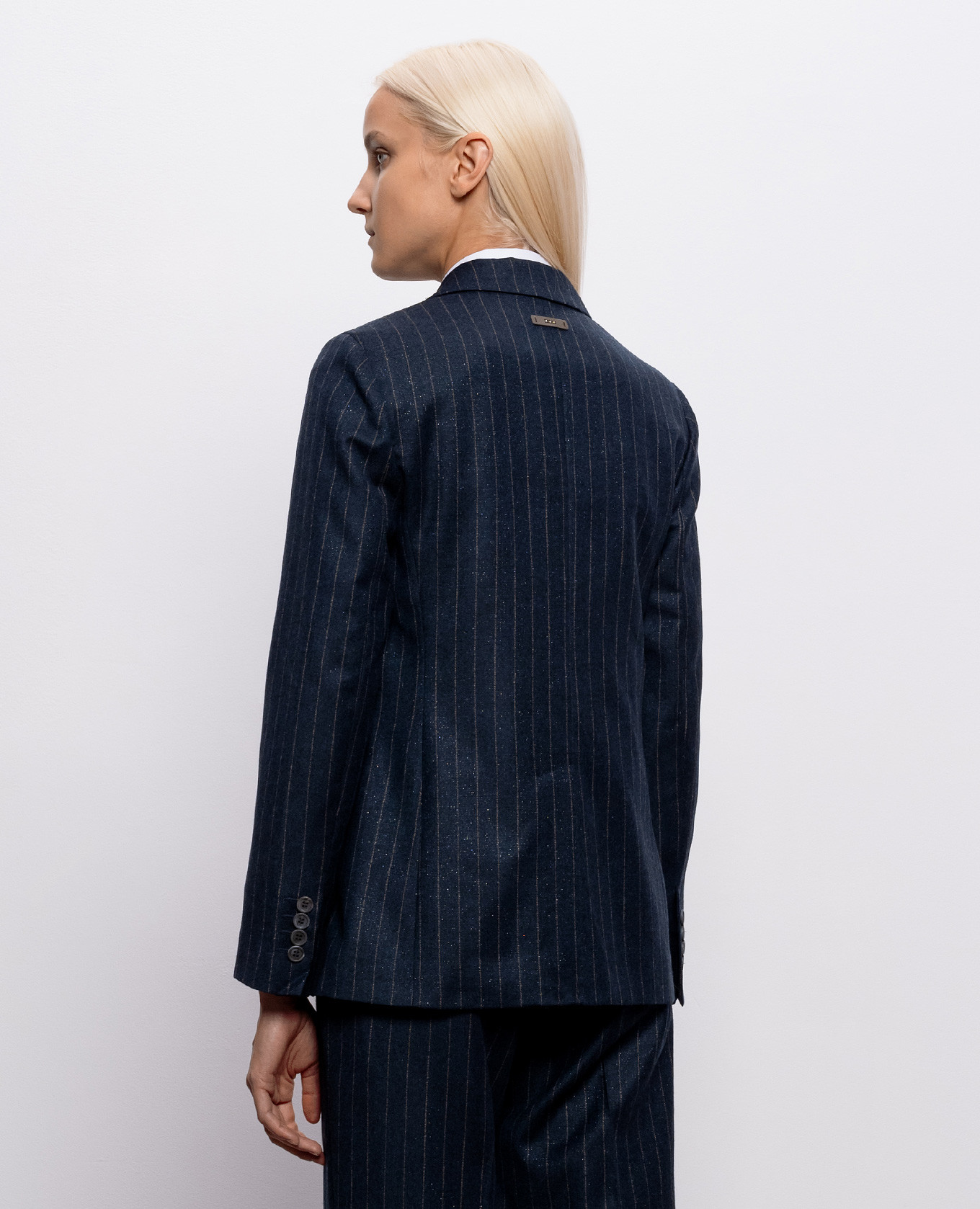 Blue striped wool jacket Peserico 4
