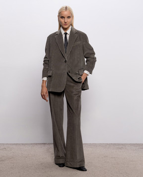 Brunello Cucinelli Green corduroy pants with monil chain MA180P8492