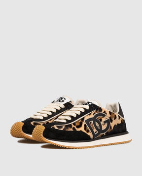 Dolce&Gabbana Brown DG Cushion Leather Sneakers in Animal Print CK2288A6B11