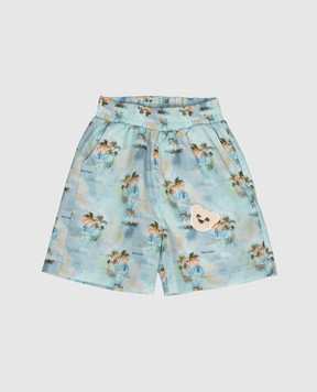 Palm Angels Children's blue printed shorts PBX8001S26FAB001