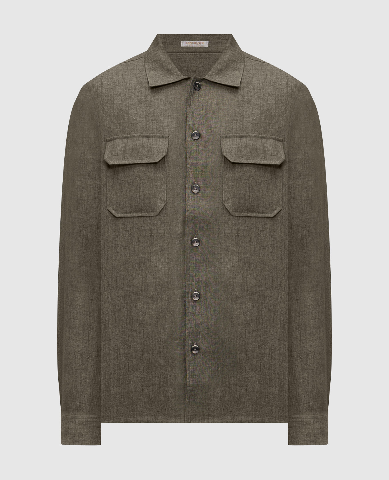 

Green straight-cut linen shirt CAPOBIANCO