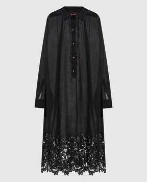 Max Mara Black MELA shirt dress with embroidered sash MSTMELA