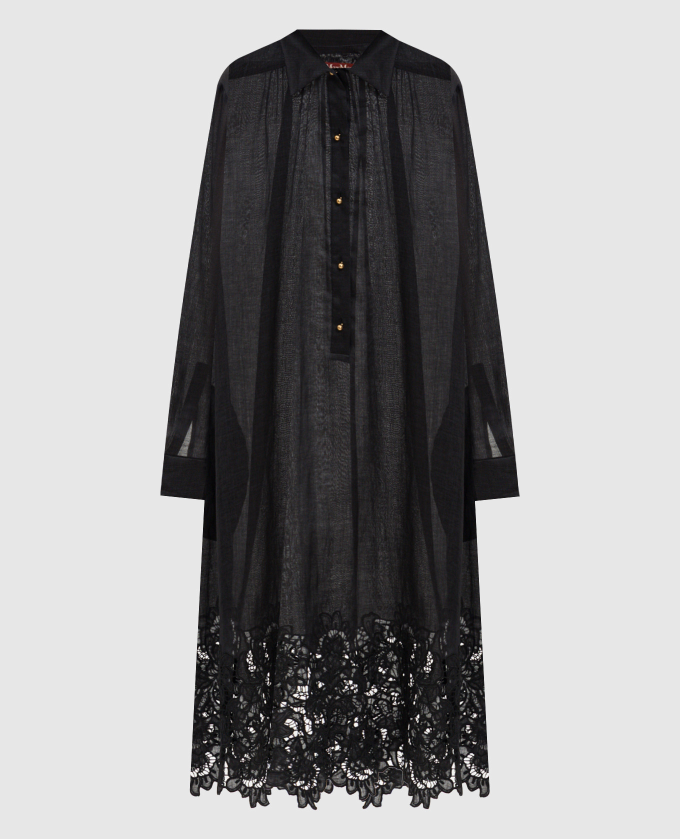 Black MELA shirt dress with embroidered sash