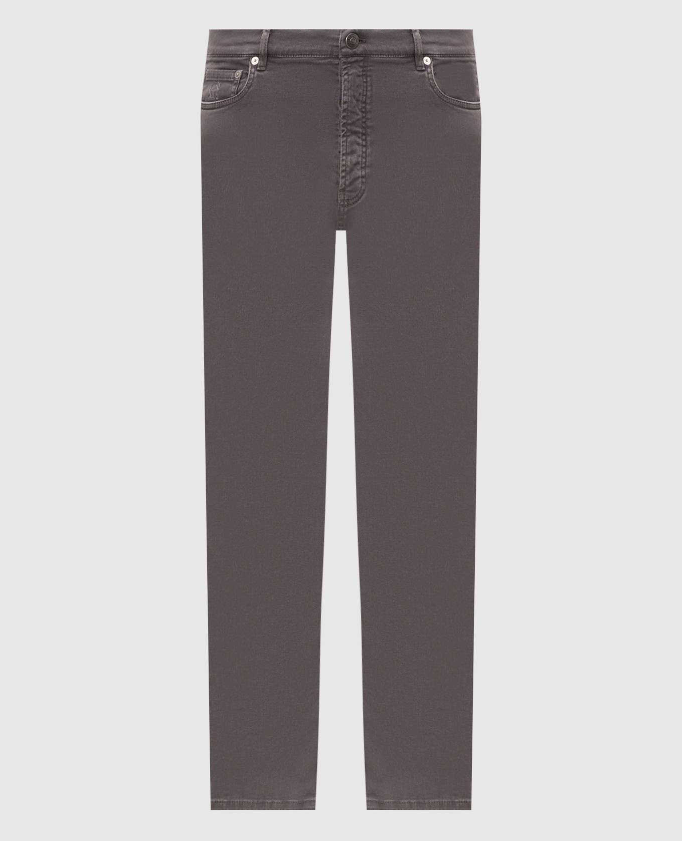 Grey jeans with logo patch