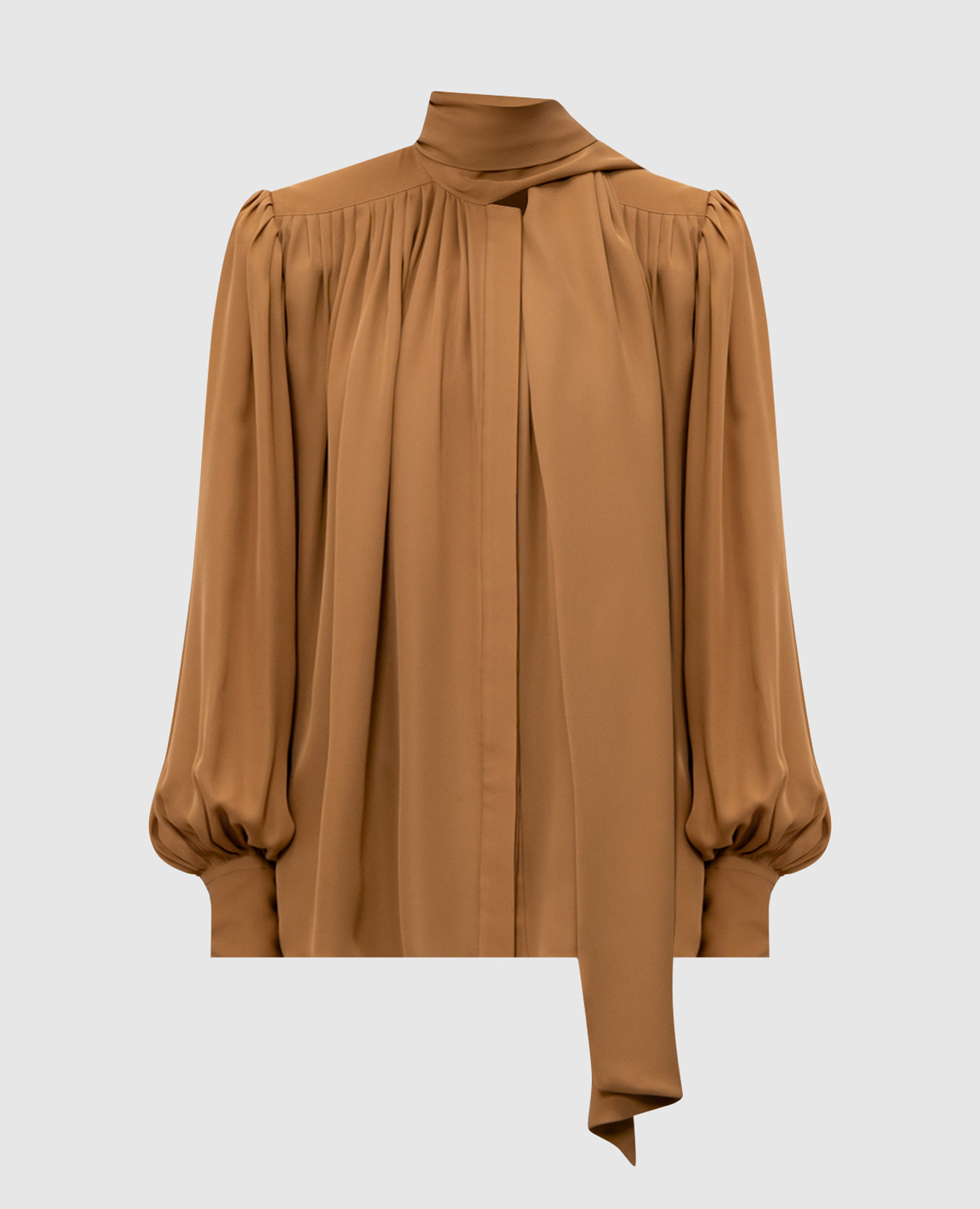 

Vali brown silk blouse with drape Khaite
