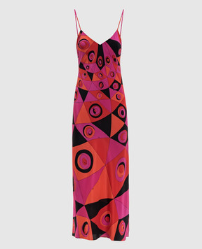 PUCCI Pink printed silk maxi dress 6HRI256H723