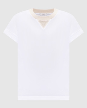Peserico White T-shirt with a monil chain A06879J00070C