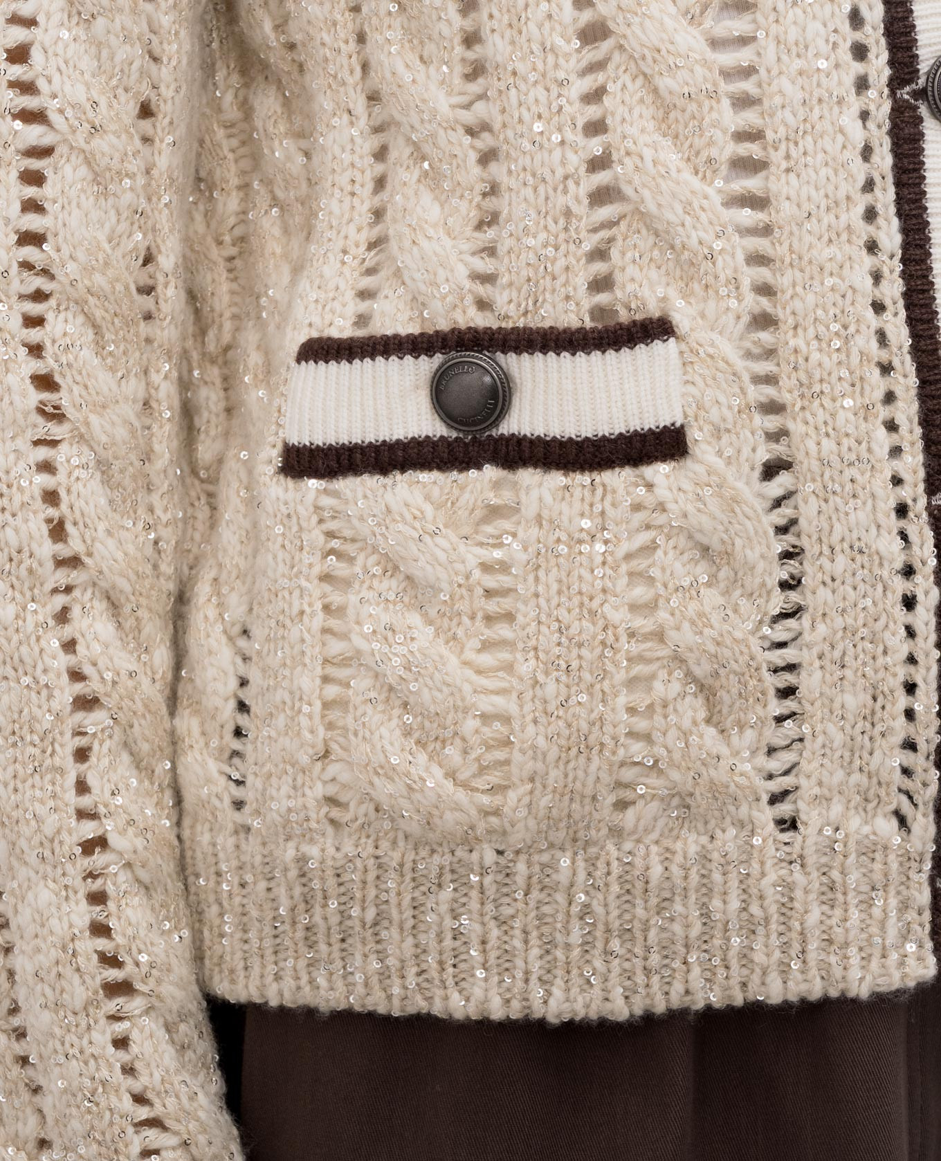 Beige cardigan with wool and cashmere Brunello Cucinelli 5