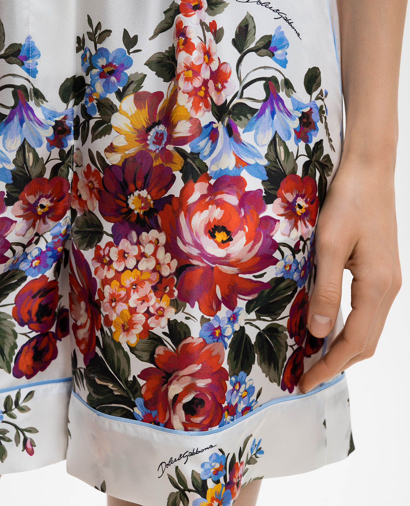 White floral silk shorts Dolce&Gabbana 4