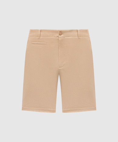 Beige shorts with logo patch