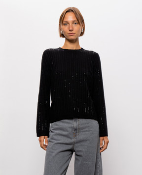 Twinset Black wool sweater with crystals 262TT3150