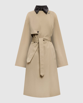 Bottega Veneta Beige trench coat with a leather collar 874798V6KO0