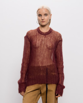 Ann Demeulemeester Burgundy wool and silk sweater B0014325KN069