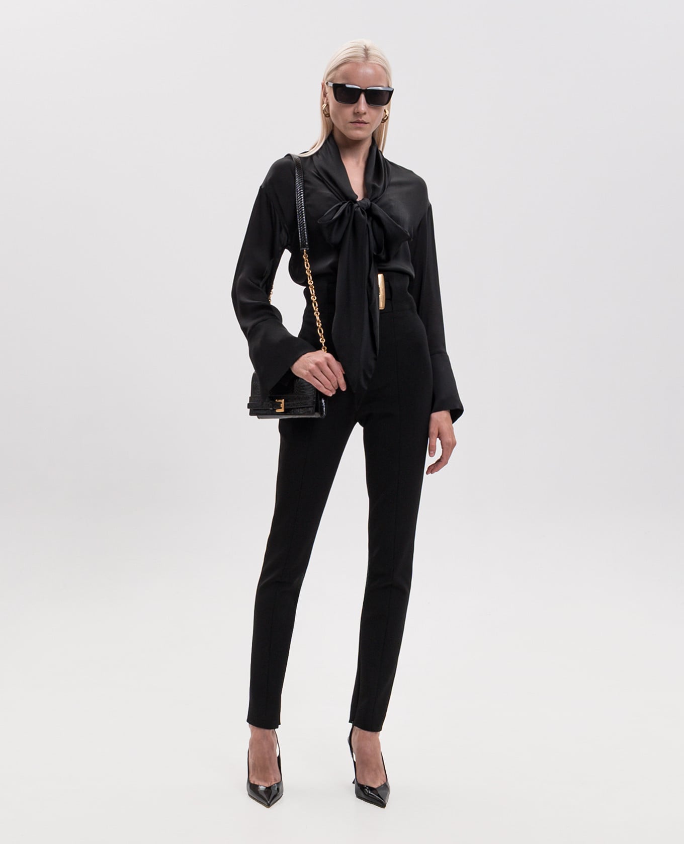 Black high-rise pants with belt Balmain 2