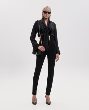 Balmain Black high-rise pants with belt GF1PL024JL05