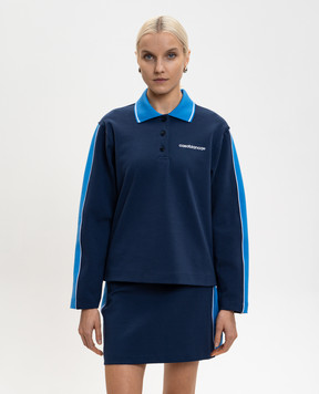 Casablanca Blue Punto polo sweatshirt with logo WSP26JTP46201
