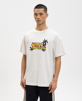 Palm Angels Palm Sunset Ivory T-Shirt PMAA109S26JER00C