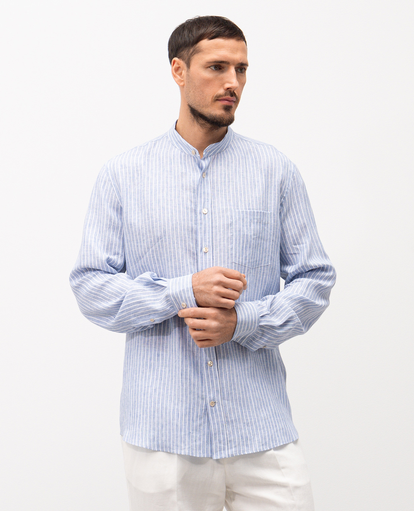 

Blue striped linen shirt Agnona, Light blue
