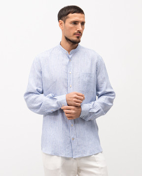 Agnona Blue striped linen shirt TD07U3YR3002
