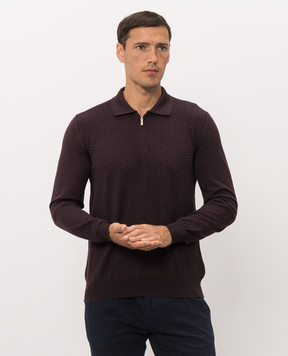 Bertolo Cashmere Purple wool and silk polo with textured pattern 902473002514