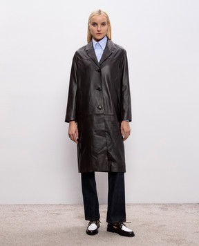 Yves Salomon Brown leather coat 26EYM20310APXX