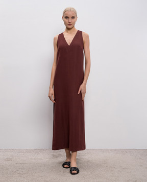 Brunello Cucinelli Burgundy dress with linen MH126A4812