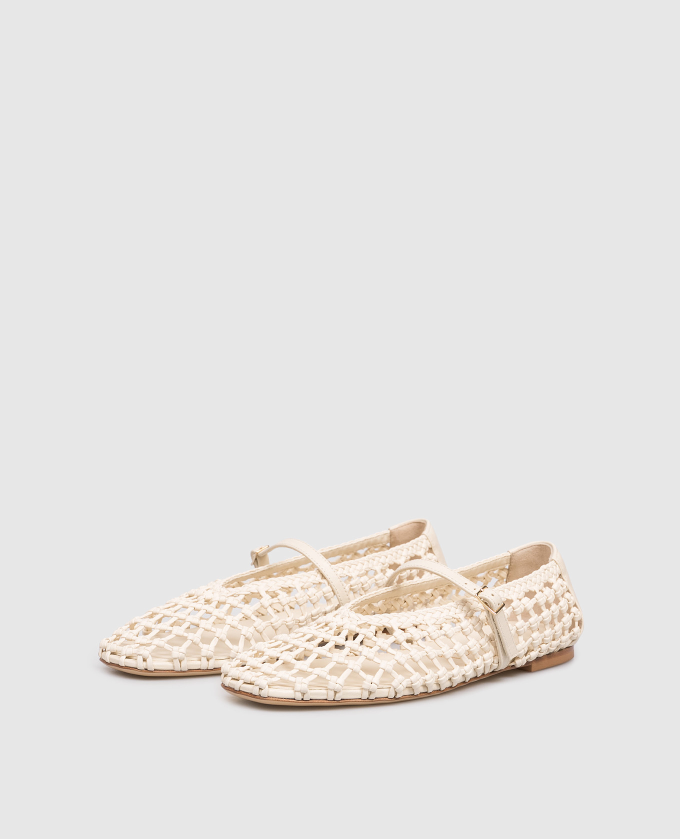 

Ivory leather ballet flats with weaving Babe Pay Pls, Beige