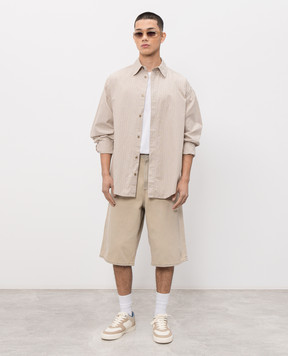AGOLDE Roy beige striped linen shirt A40751925