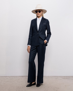 Peserico Blue striped wool pants A04283Z03362