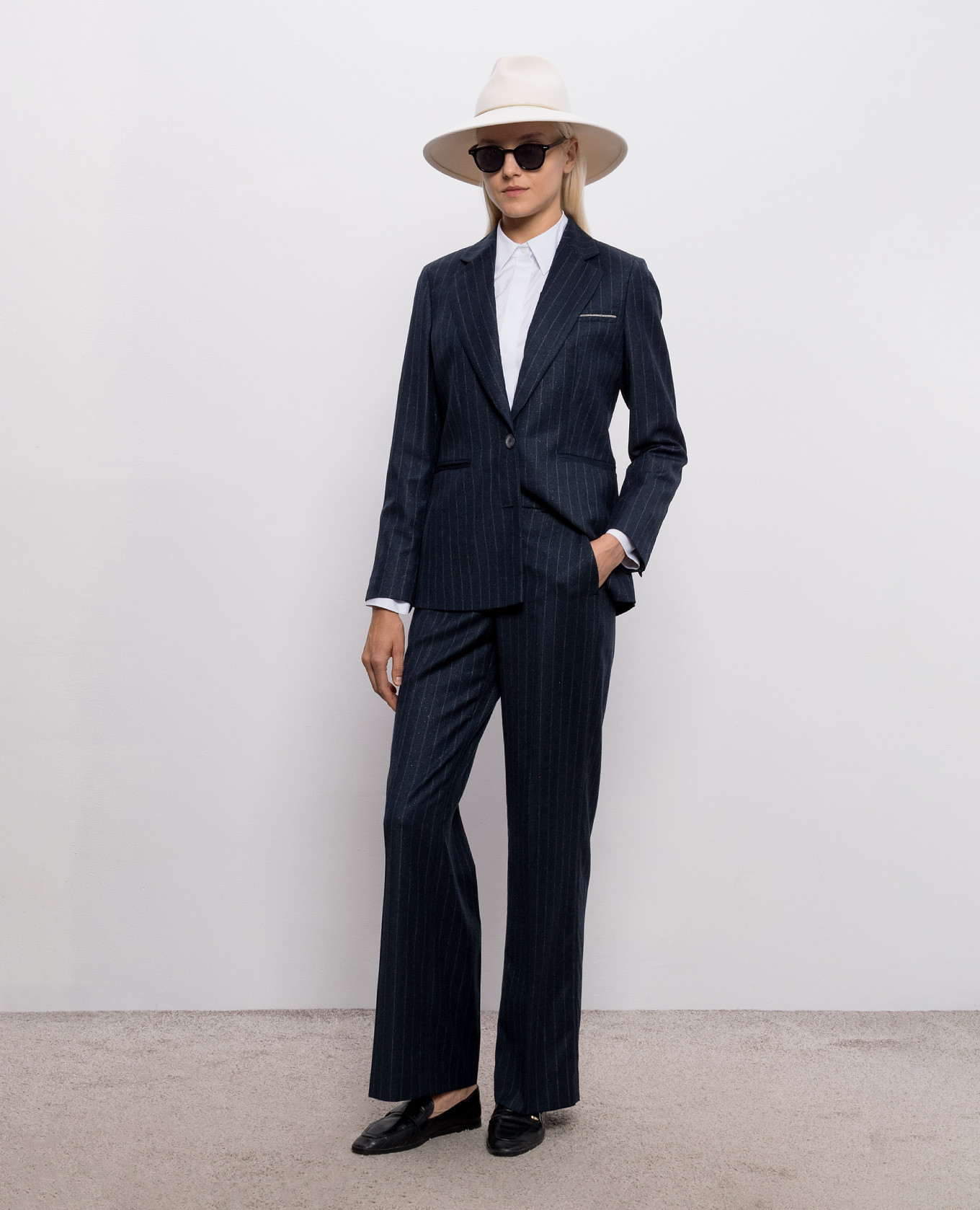 Blue striped wool pants Peserico 2