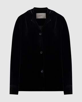 Asceno Calabasas Black Velvet Pajama Shirt with Silk T087F40C01